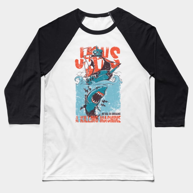 JAWS - A KILLING MACHINE Baseball T-Shirt by Animox